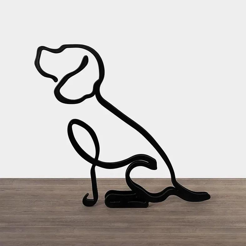 Escultura Minimalista Cachorro Linhas Contínuas