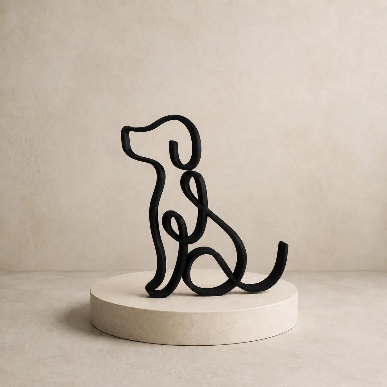 Escultura Cachorro Linhas Contínuas